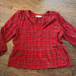 Red Plaid Women's Top